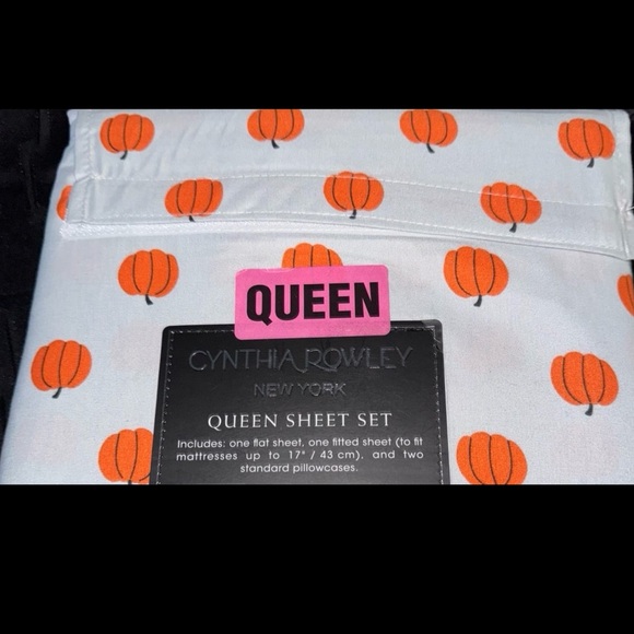 Cynthia Rowley Pumpkin Patch Gray QUEEN Size SHEET SET Halloween Thanksgiving - Picture 1 of 1